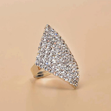 跨境货源外贸爆款欧美风满钻花朵菱形戒指流行时尚简约水钻戒指环