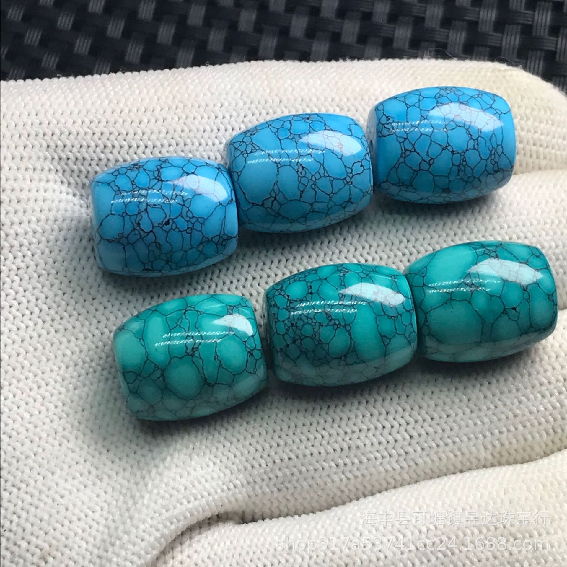 菱镁矿高瓷网花铁线老型桶珠二代绿松石配件diy散珠蒙松饰品 配饰