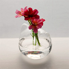 可爱的猫花瓶透明玻璃花瓶花卉水培植物北欧家庭装饰女孩房间装饰