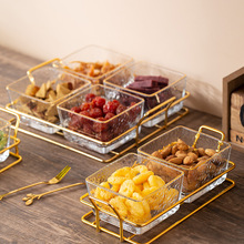 水果盘玻璃干果盘创意家用零食分格盘客厅茶点盘糖果盒酒吧小吃碟