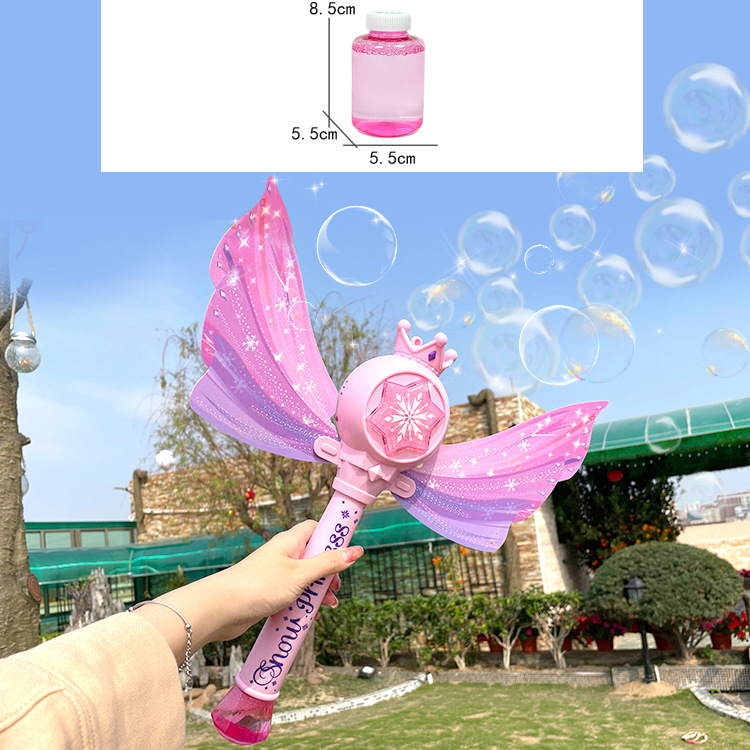 Instafamous Princess Magic Wand Bubble Machine Fairy Hand-Held Luminous Music Leak-Proof Bubble Wand Girls' Toy Automatic