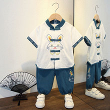 男童汉服中国风儿童装宝宝夏装短袖套装夏季棉麻唐装表演服两件套
