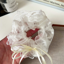 RUDAN法式浪漫飘带发圈发饰芭蕾风大号蕾丝花边甜美丸子头大肠圈