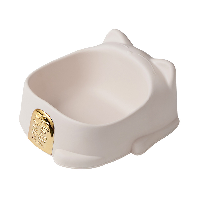 Pet Cat Bowl Light Luxury Cartoon Lucky Cat Shape Pet Single Bowl Non-Slip Anti-Tumble Cervical Support Feeder Dog Bowl