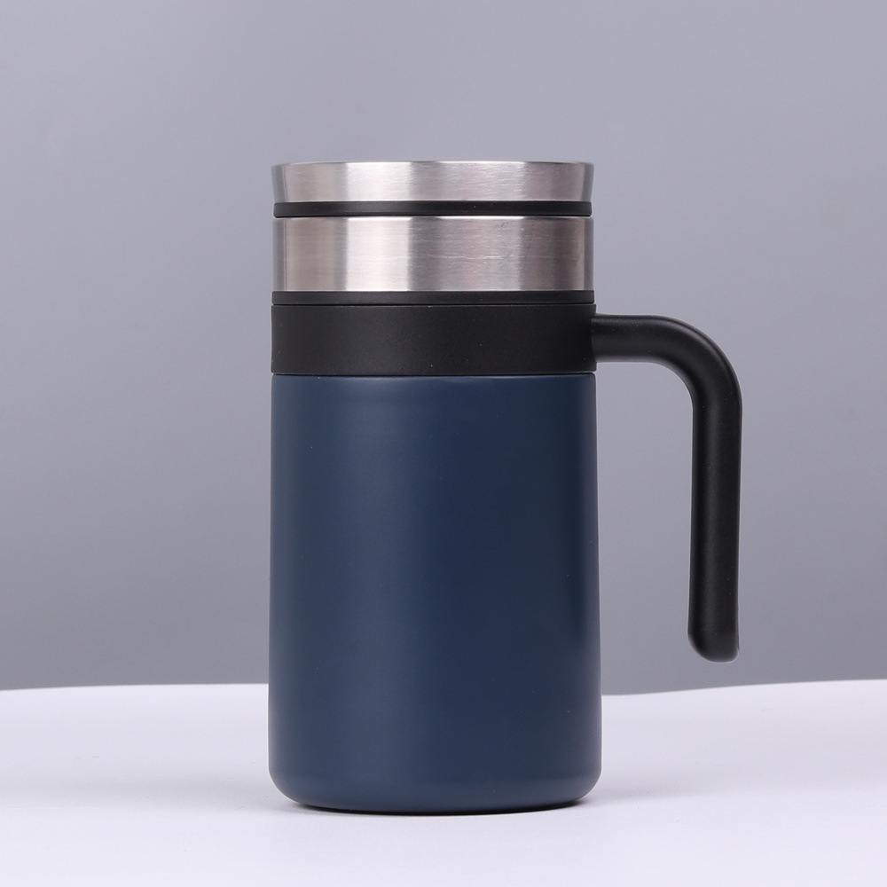 Men's Handle Office Thermos Cup 304 Stainless Steel Tea Cup Gift Customized Double-Layer Vacuum Tea Water Separation Water Cup