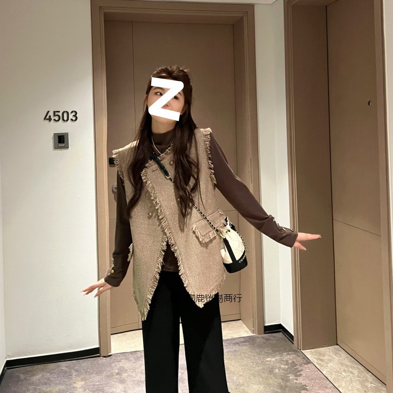 秋冬大码女装胖新款爆小香风马甲坎肩背心无袖外搭上衣外套24新品