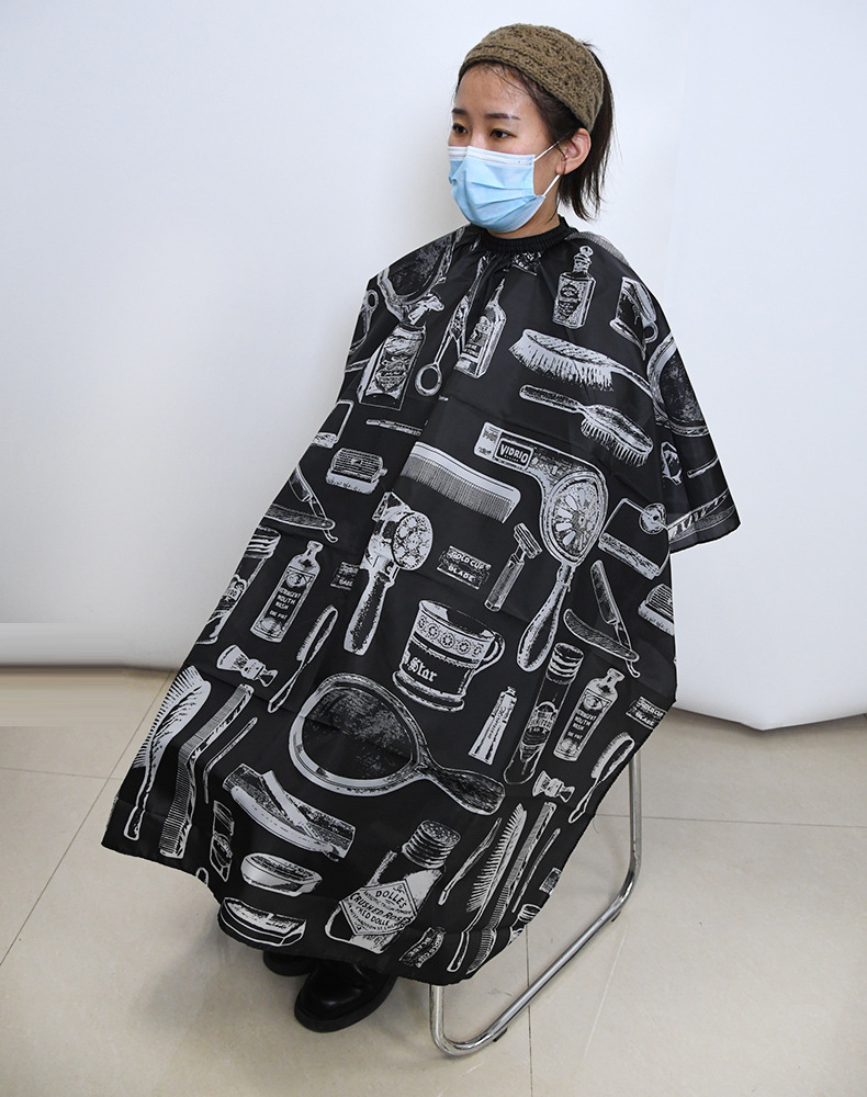 剪发工具图案围布理发店染发美发用品焗油围布不粘发成人理发围布