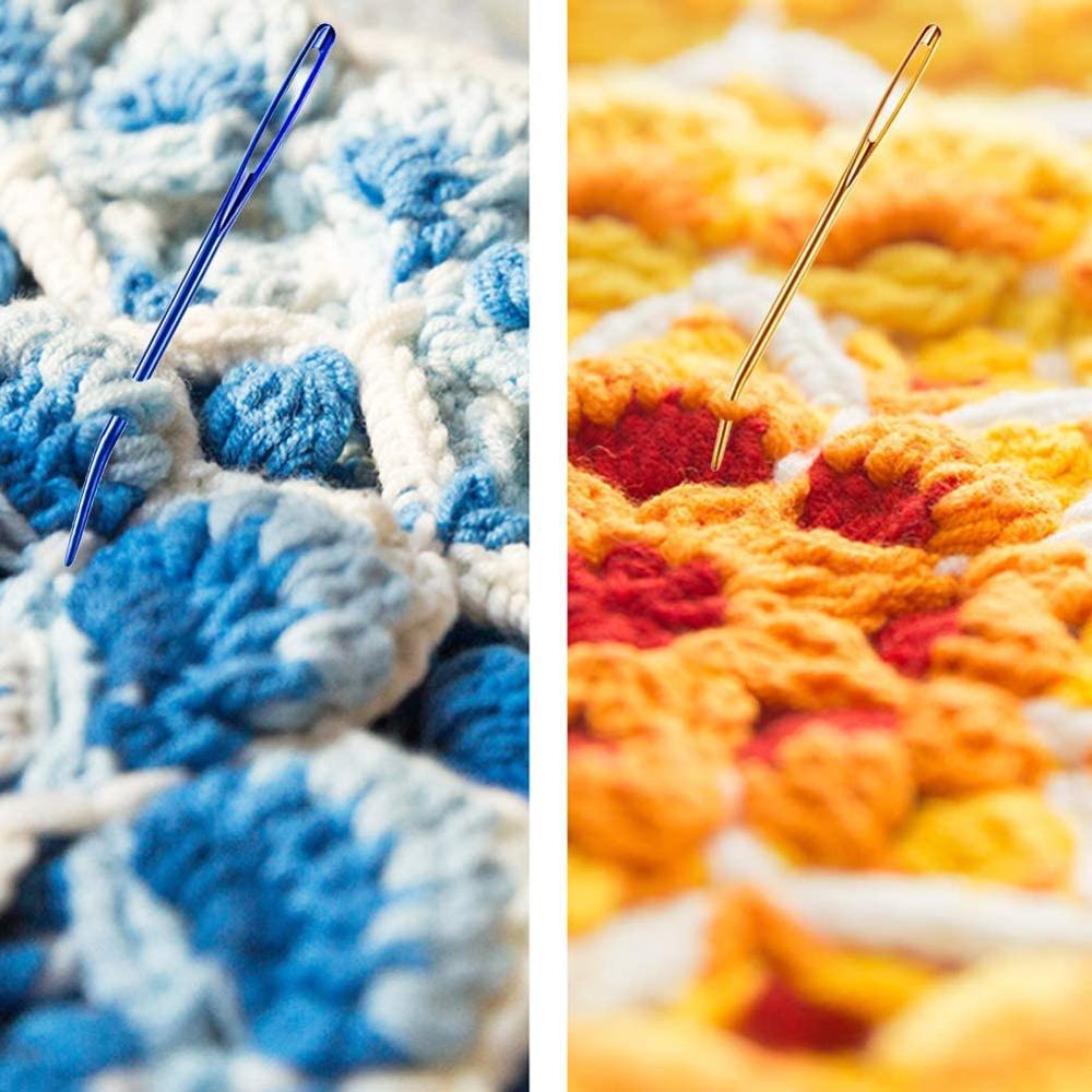 SKC Large-Eye Curved Needle Sweater Suture Needle Sewing Needle Hand Knitting Yarn Knitting Needle Knitting Tools 2 Pcs/bag