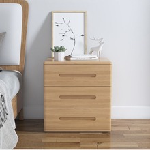 日式全实木床头柜新款小型简约床边三层小柜子卧室家用北欧收纳柜