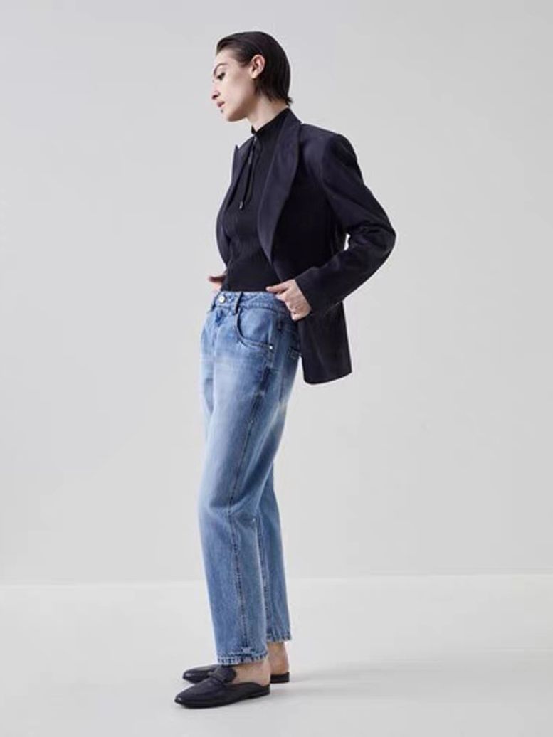 BC Acetic Acid Jeans! Hanging Mill Craft High Waist Long Skinny Pants ~ 2023 Four Seasons Tapered Pants Women