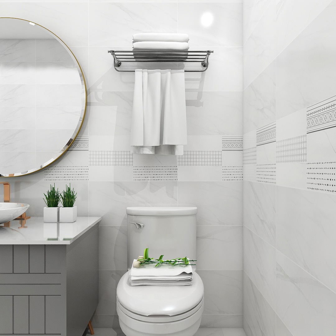 柔光大理石卡拉拉白瓷砖全瓷鱼肚白北欧卫生间厨房墙砖地砖30*60