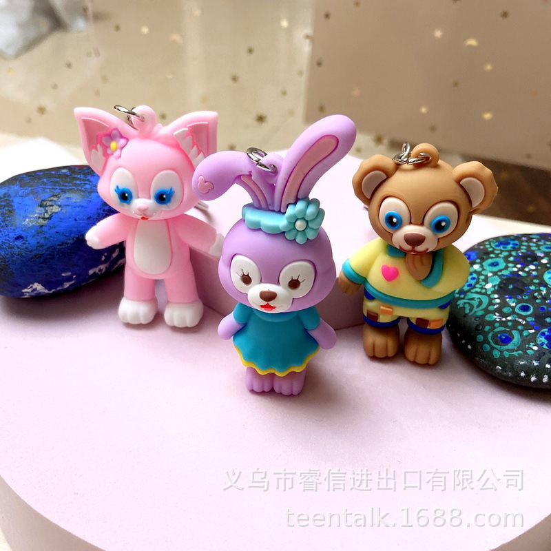 5093# Soft Plastic Cartoon Doll Key Pendants Ling Na Bei Er StellaLou Little Fox Duffy Bear Schoolbag Pendant