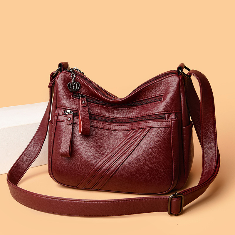 女士真皮包包2024新款时尚百搭中年妈妈单肩斜挎包中老年软皮女包