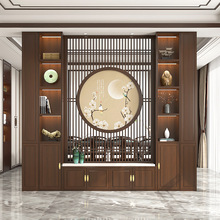 新中式实木电视柜一体组合墙柜隔断柜客厅电视机柜现代中式背景墙