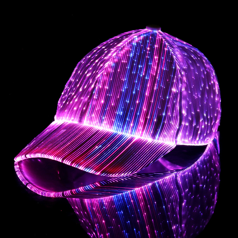 luminous baseball cap korean new breathable led light fiber fluorescent cap outdoor sunshade peaked cap factory wholesale
