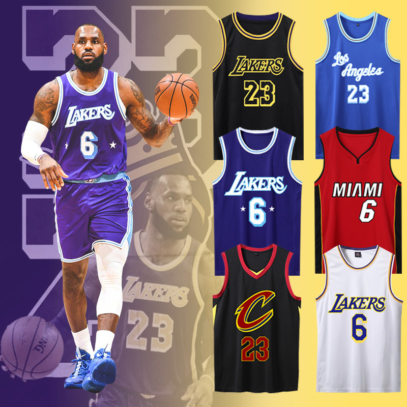 詹姆斯球衣23号湖人队城市版热火6号骑士儿童篮球服套装背心