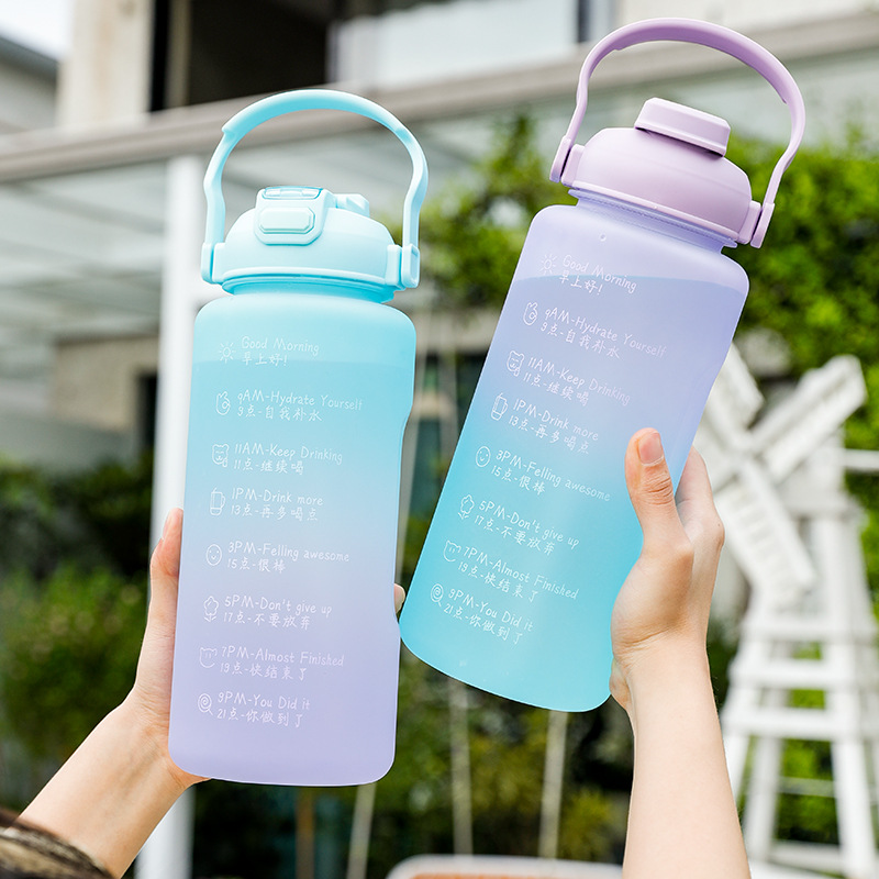Internet Celebrity Student Outdoor Creative Sports Kettle Summer Outwear Large Capacity Plastic Water Cup Portable Frosted Double Drinking Cup