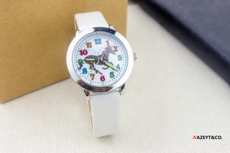 可爱卡通小马儿童皮带手表彩色数字动物小女孩生日礼物表