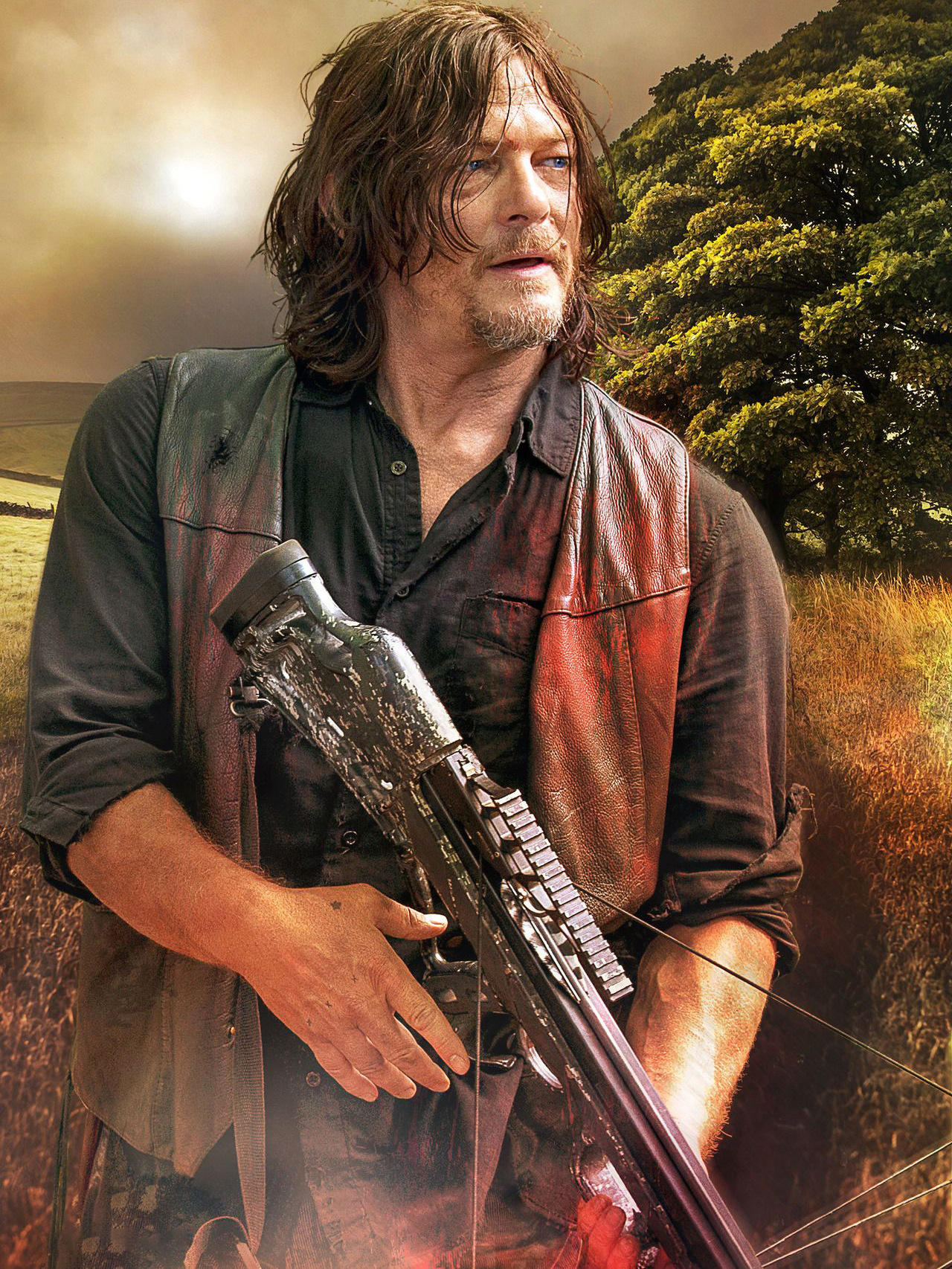 诺曼·瑞杜斯normanreedus美国演员手持弩箭海报钻石画