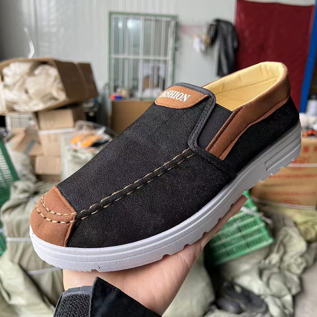 New Male Student Denim Canvas Shoes Slip-on Pumps Casual and Comfortable Old Beijing Linen Flat Sneakers