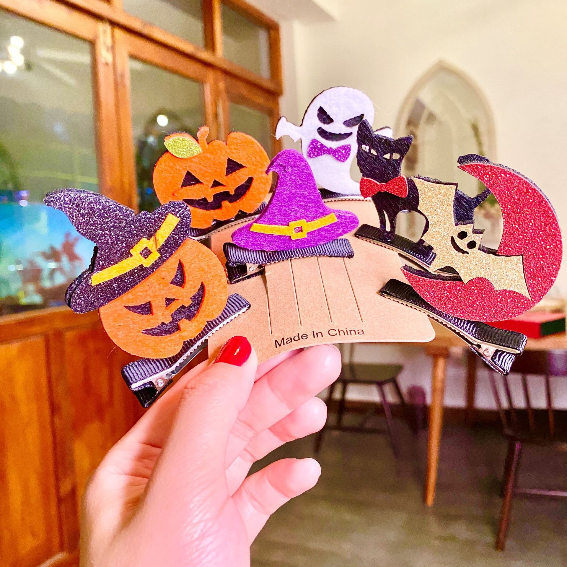 Creative Halloween Dress up Children's Three-Dimensional Barrettes Ghost Festival Decoration Selling Cute Bat Ghost Wizard's Hat Pumpkin Hair Accessories