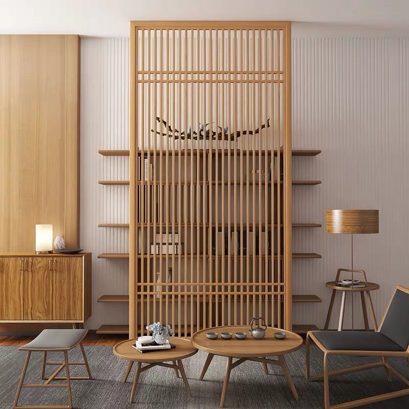 中式茶室格栅客厅入户玄关房间卧室屏风酒店隔断餐厅装饰日式实木