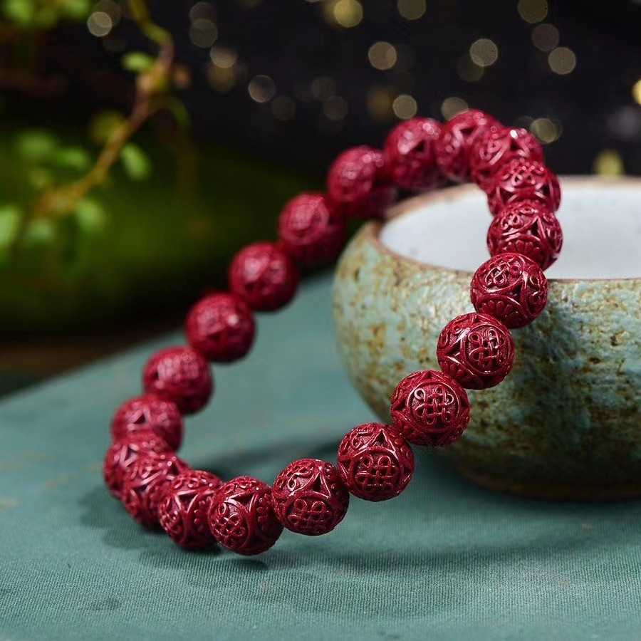 天然原矿朱砂紫金砂中国结单圈手链高含量男女款转运百搭饰品礼物