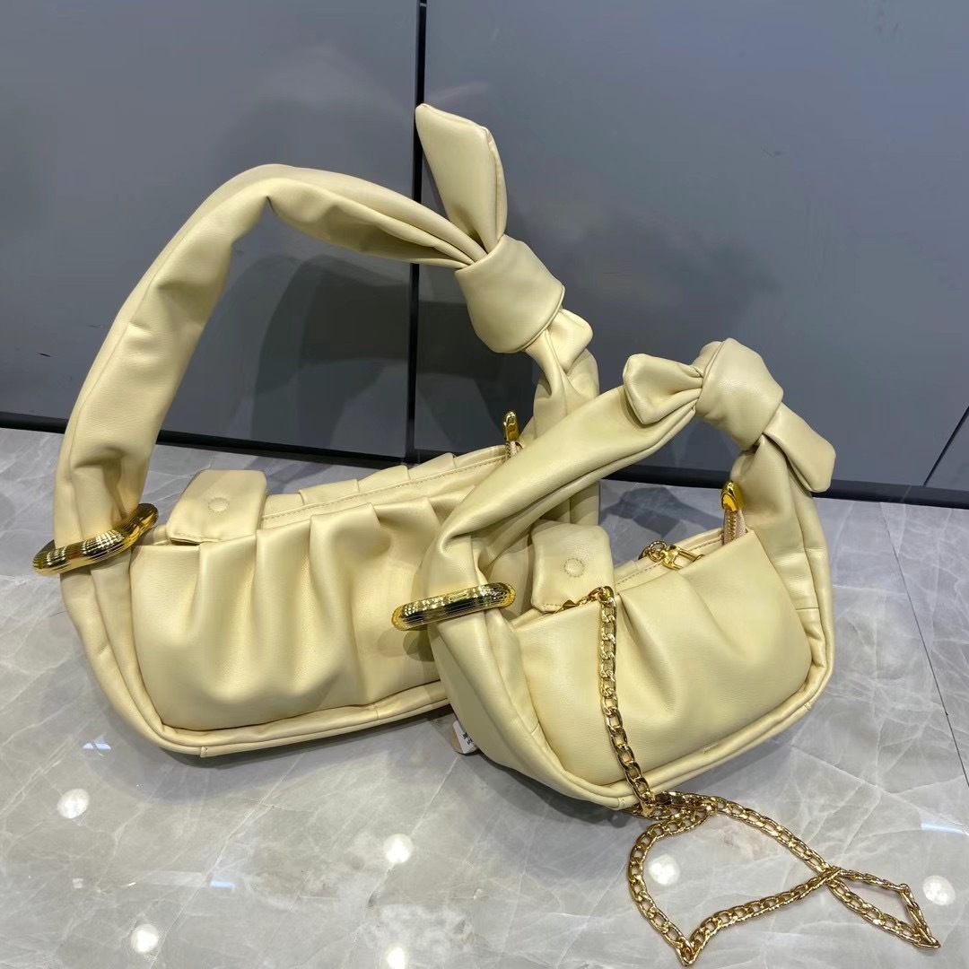 工厂定制头层牛皮云吞包2021新款单肩褶皱腋下包麦子同款手提女包