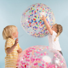 特大号36寸圆形透明纸片纸屑乳胶气球 亮片气球 儿童生日婚庆布置
