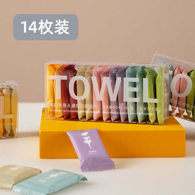 Compressed Towel Travel Pack Disposable Compressed Face Cloth Portable Thickened Candy Pack Cleaning Towel Compressed Small Square Towel