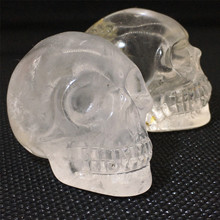 批发天然水晶透明石英雕刻2寸白水晶头骨雕像收藏工艺品礼物摆件