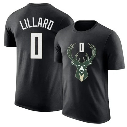 t恤篮球服nba运动球衣宽松雄鹿队字母哥短袖利拉德 跨境 速卖通