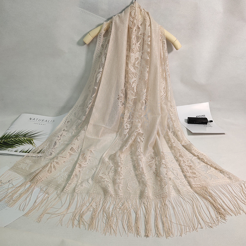 Cheongsam Shawl Summer Lace Scarf Hollow Jacquard Scarf Ethnic Style Tassel Shawl Women's Toe Cap Performance Dinner