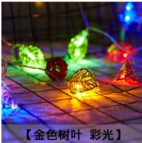 Industrial Generation Led Wrought Iron Golden Leaves Lighting Chain 3d Hollow Gold Leaves Gold Leaf Lights