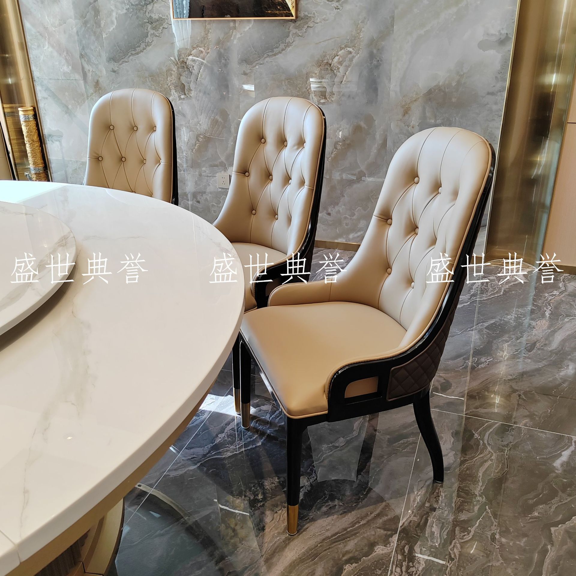 贵阳五星级酒店实木家具海鲜餐厅实木餐椅高端会所现代轻奢软包椅
