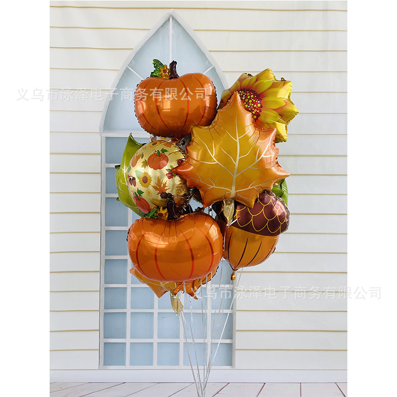 Thanksgiving Pumpkin Squirrel Maple Leaf Theme Aluminum Balloon Package Shopping Mall Thanksgiving Carnival Party Balloon