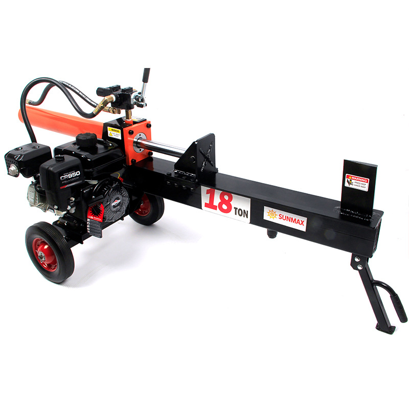 供应18吨汽油液压劈柴机 电动树墩劈木机 卧式家用圆木劈材机