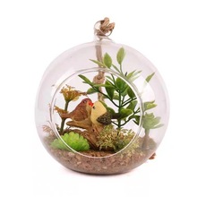 简约透明圆球玻璃花盆室内装饰品悬挂平底吊篮容器微景观玻璃吊球