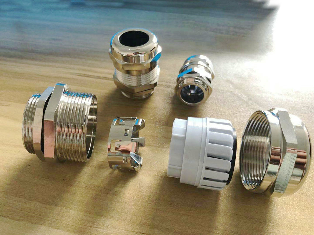 弹片式金属屏蔽格兰头emc防磁波铜镀镍电缆防水接头葛兰头固定头