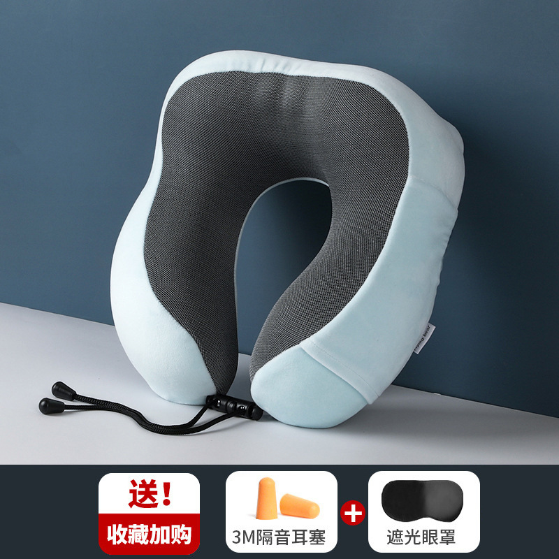 Cross-Border Travel Storage Plane Neck Pillow Memory Foam U-Shaped Pillow Magnetic Cloth Cervical Pillow Neck Pillow Can Be Customized Logo