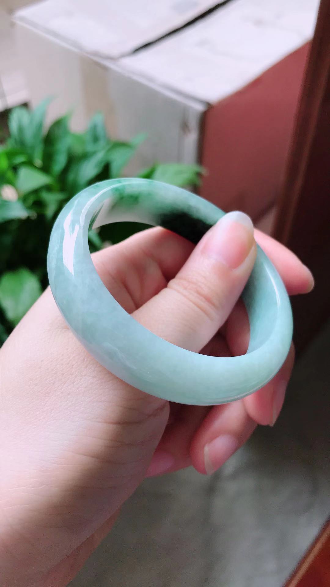 缅甸a货天然翡翠53圈好种飘绿a货翡翠手镯1070800305