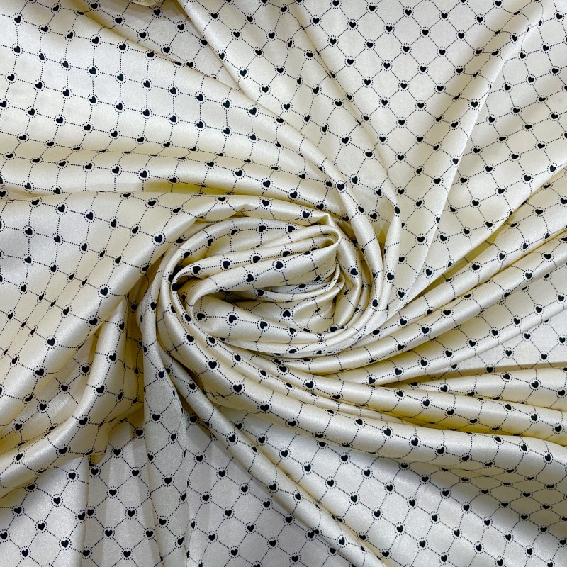 24年新款丝绸19姆米真丝弹力缎数码喷绘印花旗袍桑蚕丝布几何爱心