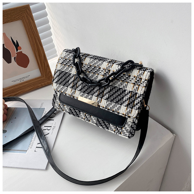 Women's Bag 2021 New Trendy Women's Bags Fashion Plaid Shoulder Small Square Bag Chain Portable Crossbody Shoulder Bag Wholesale