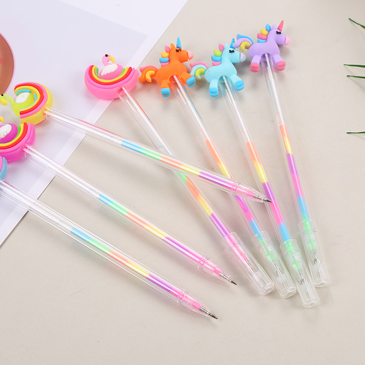 Creative Stationery Unicorn Highlight Pink Pen Student Multi-Color Fluorescent Pen Cute Flamingo Color Gel Pen