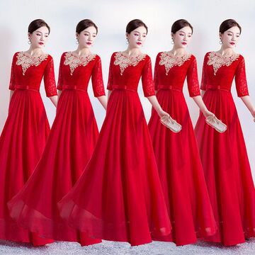 大合唱演出服女长裙红歌比赛表演装合唱团中老年舞台演唱连衣裙