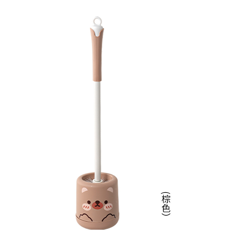 Toilet Brush Household Cleaning Brush Toilet Cartoon Long Handle Toilet Brush Toilet No Dead Angle Suit Brush with Base