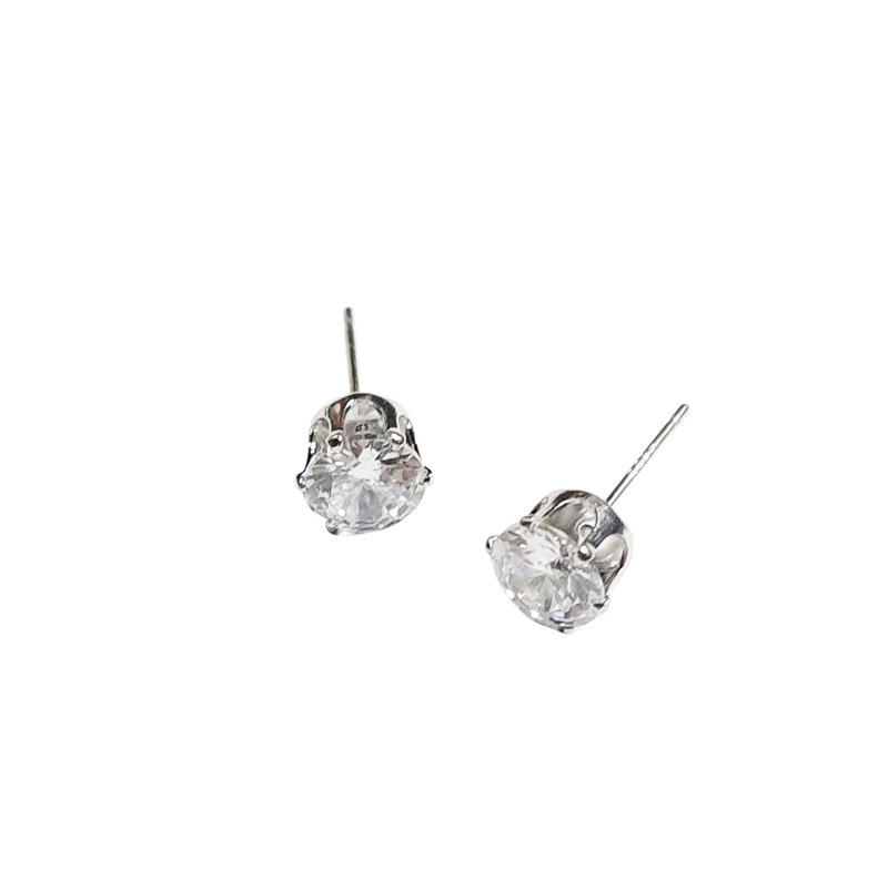Wearable While Sleeping Ear Studs!! Super Flash YILI Diamond Zircon S925 Tremella, a Kind of Semi-Transparent White Fungus Bone Nail Simple and Small Earrings Female