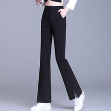 黑色微喇叭裤子女装夏季2024年新款春秋高腰直筒垂感薄休闲裤
