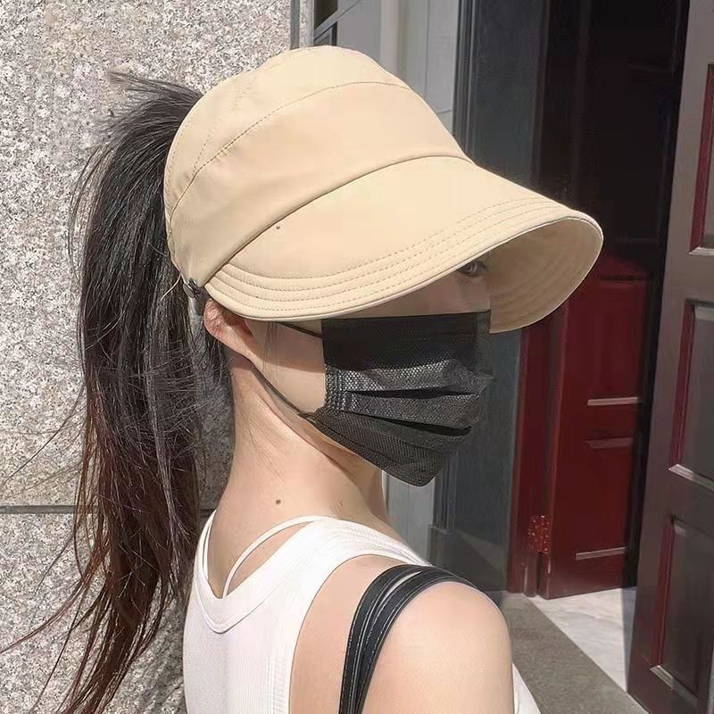 Spring and Summer UV Protection Visor Peaked Cap Internet Celebrity Same Style Face Cover Hanging Mask Sun Protection Hat Fashion Sun Hat