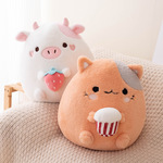 跨境新款可爱粉色草莓奶牛Strawberry Cow橘猫毛绒玩具公仔抱枕